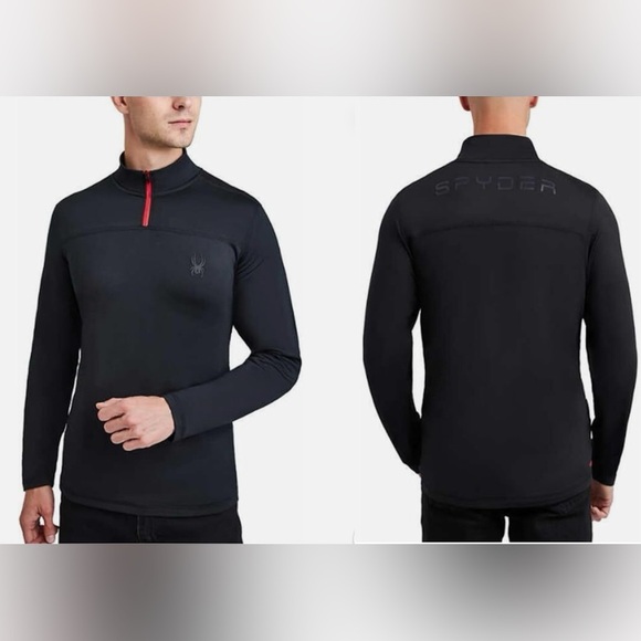 SPYDER ACTIVE 1/2 ZIP PERFORMANCE PULLOVER. Sz. L BLACK/RED. - Picture 1 of 9